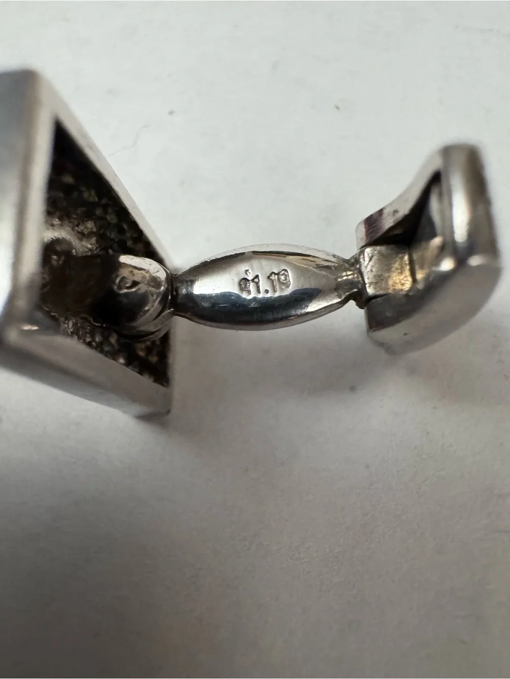 Vintage 925 Sterling Silver Greek Key Meander Cufflinks – Black Enamel